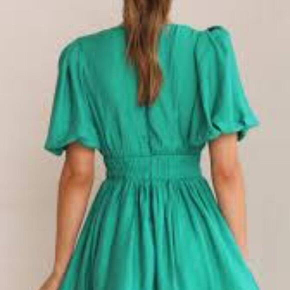 CHELSEA 28 RUFFLE SLEEBE BUTTON UP GREEN DRESS SIZE SMALL - Picture 11 of 12